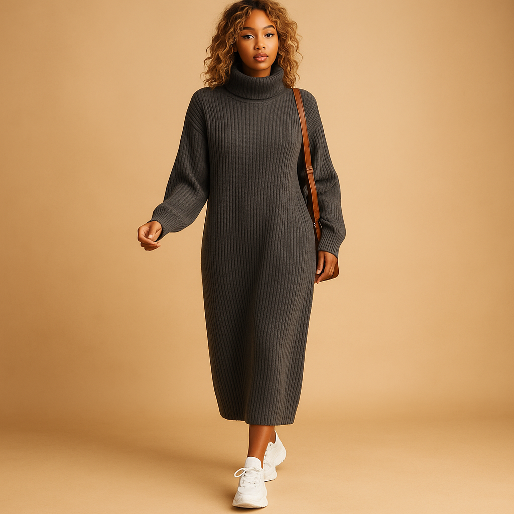 Oversized sweater dress with long sleeves for women.
