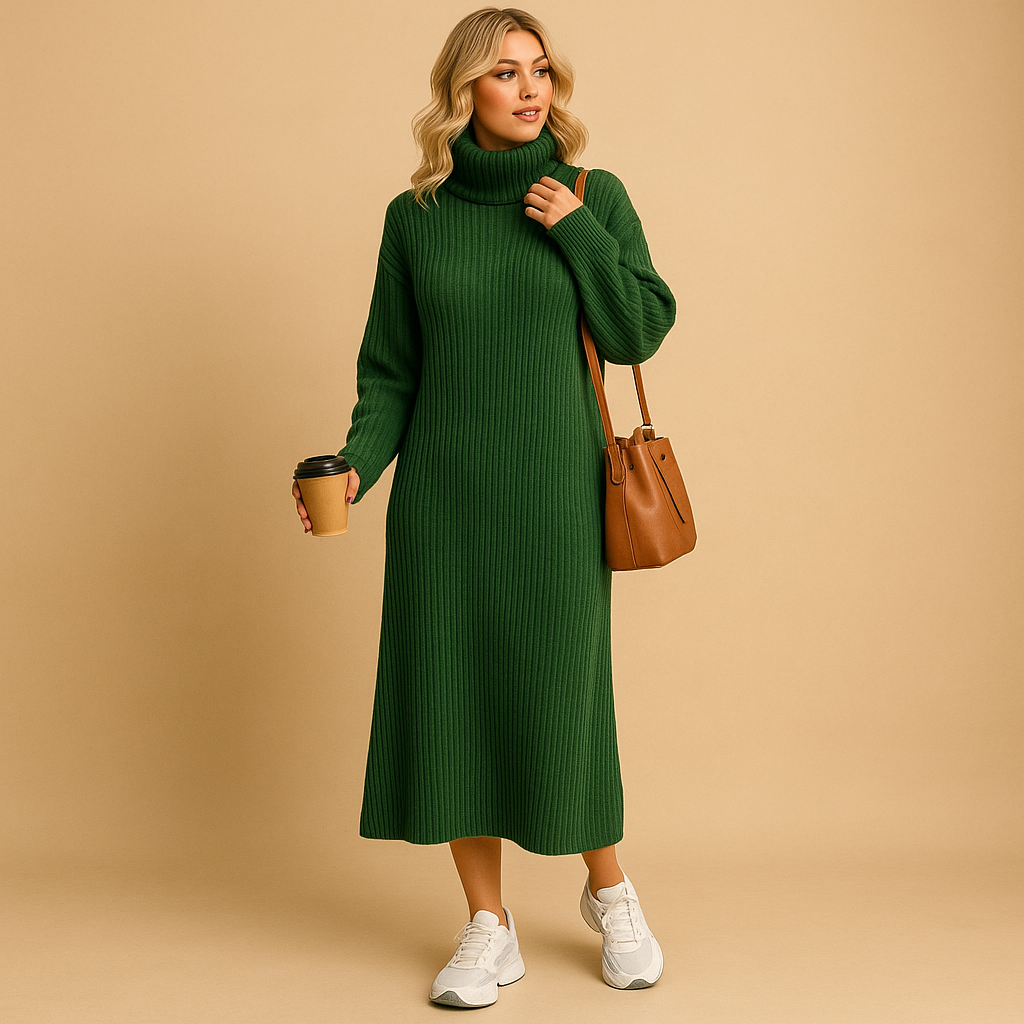 Oversized sweater dress with long sleeves for women.