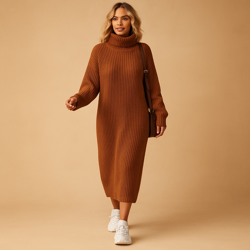 Oversized sweater dress with long sleeves for women.