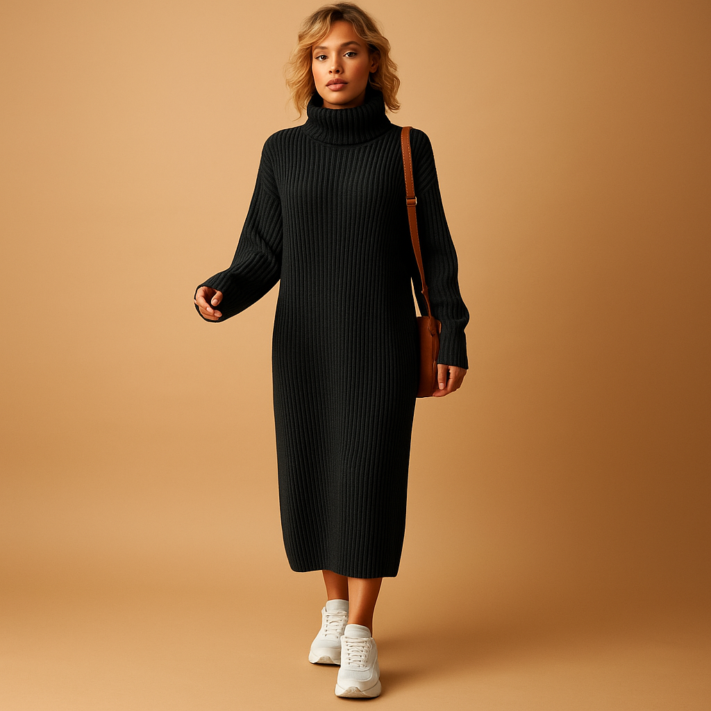 Oversized sweater dress with long sleeves for women.