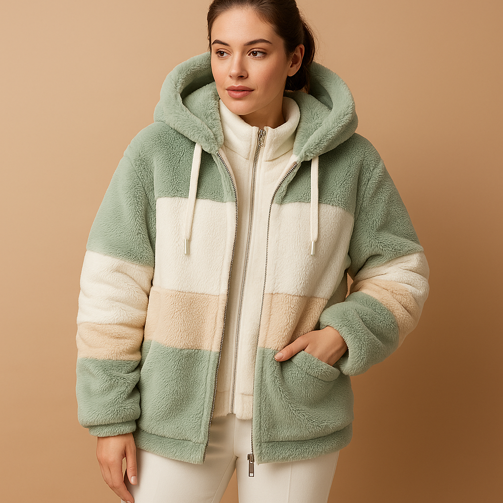 Oversized vintage knit jacket with pockets for women