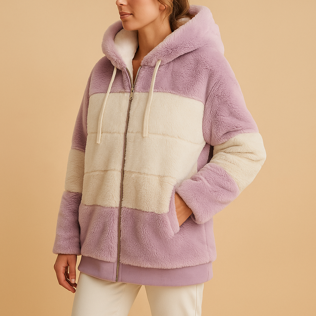 Oversized vintage knit jacket with pockets for women