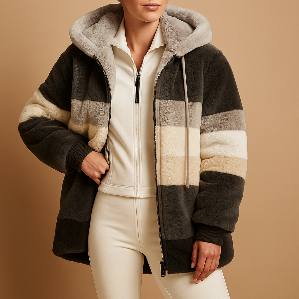 Oversized vintage knit jacket with pockets for women
