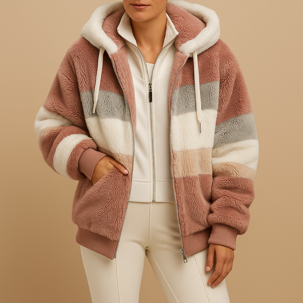 Oversized vintage knit jacket with pockets for women
