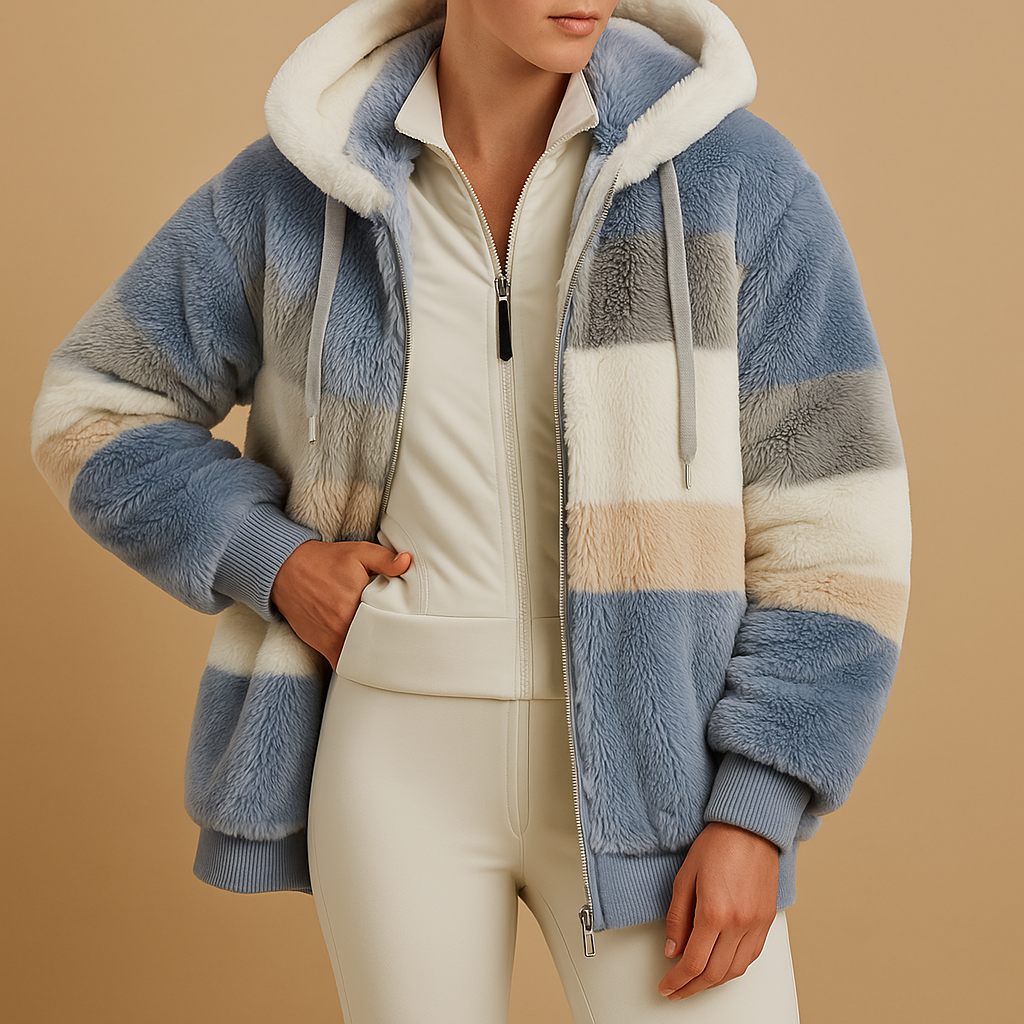 Oversized vintage knit jacket with pockets for women