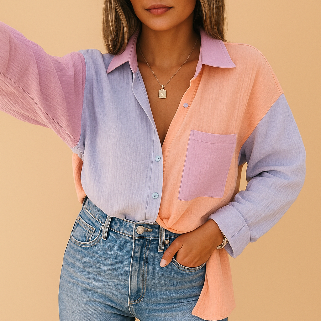 Airy patchwork blouse for women