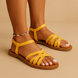 Flat summer sandals with open toes for women.