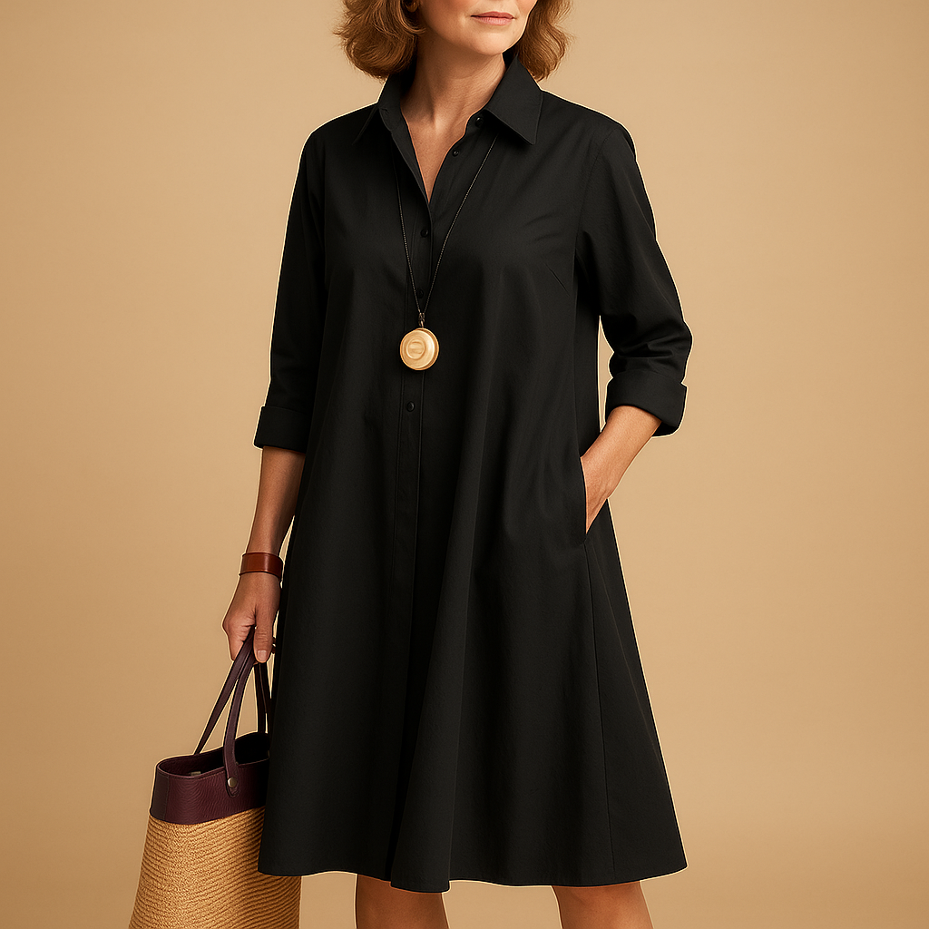 Stretch polo dress with collar for women.