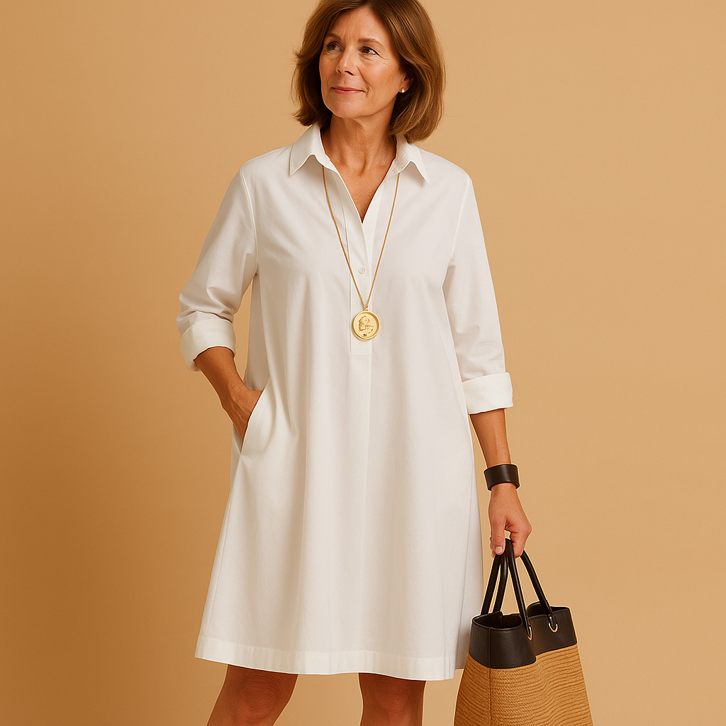 Stretch polo dress with collar for women.