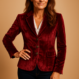 Retro slim-fit blazer with lapels and pockets for women.