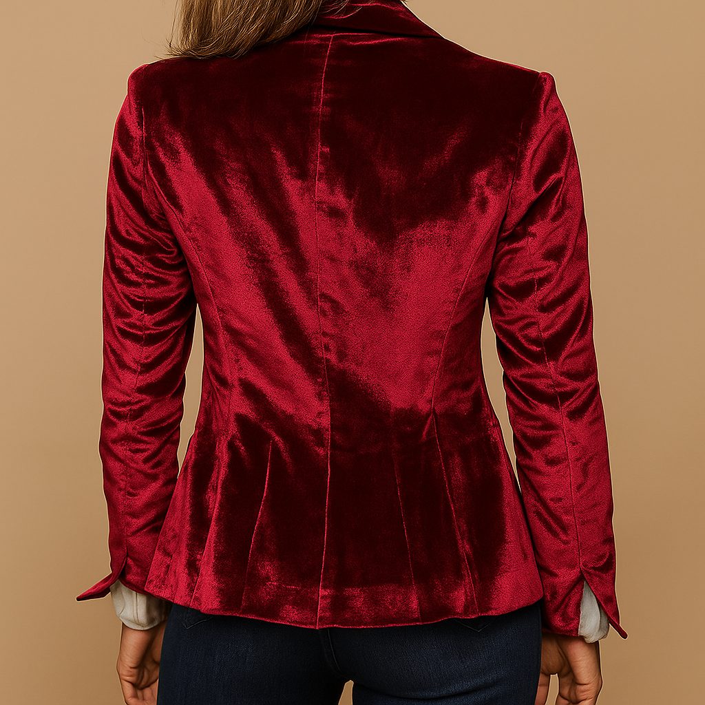 Retro slim-fit blazer with lapels and pockets for women.