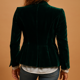 Retro slim-fit blazer with lapels and pockets for women.