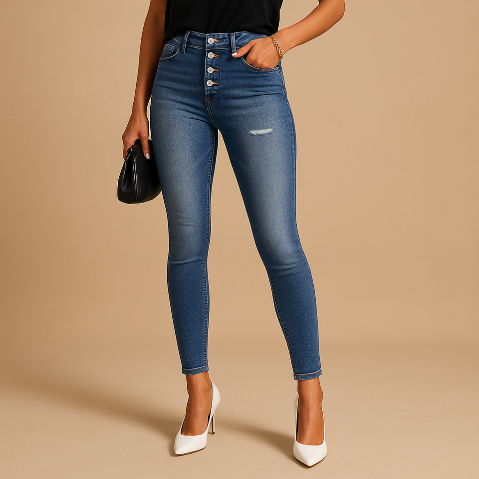 Slim fit ripped jeans for women
