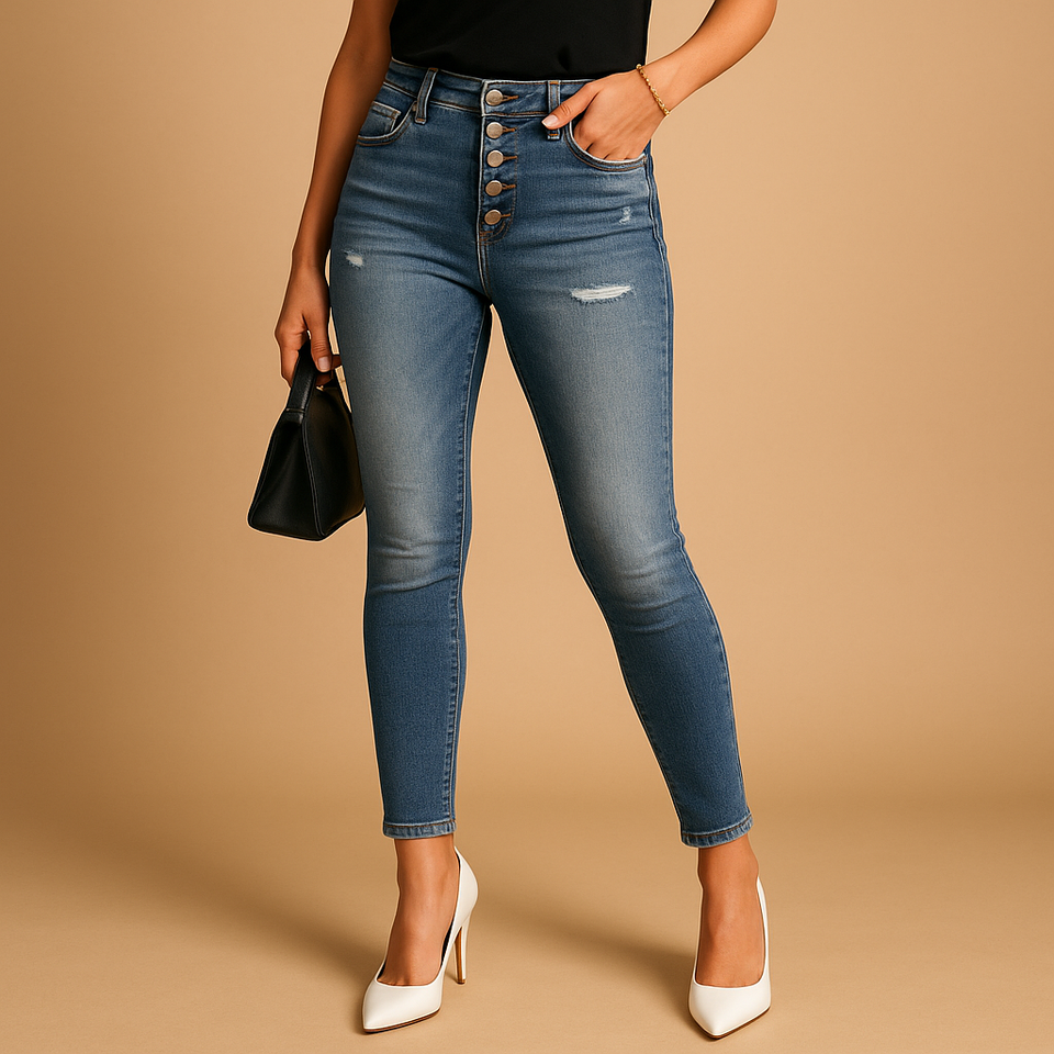 Slim fit ripped jeans for women