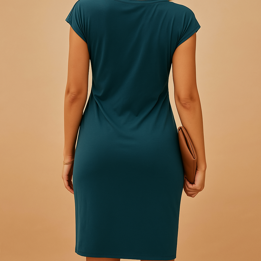 Shapely elegant dress with flattering fit for women.