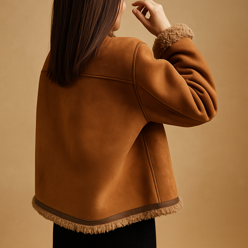 Suede fleece-lined jacket for women