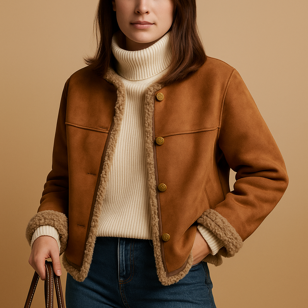 Suede fleece-lined jacket for women