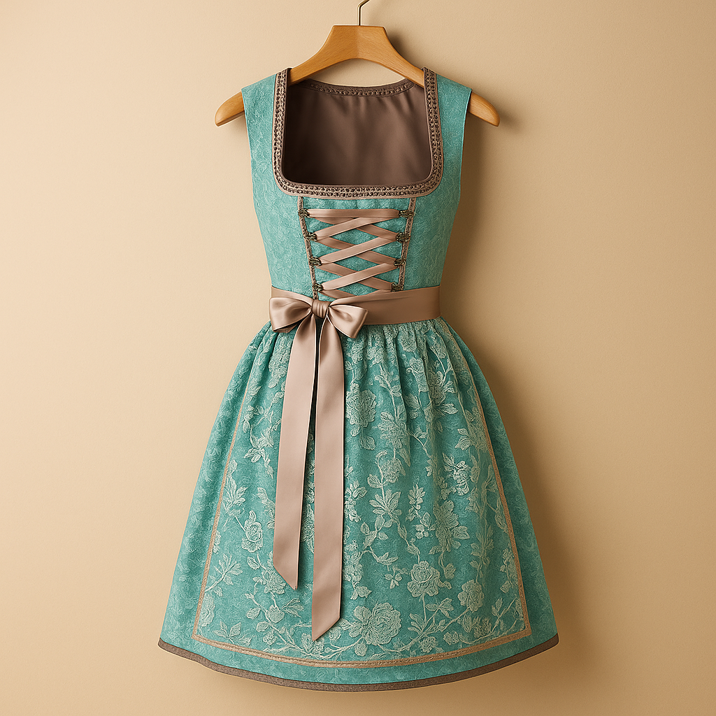Traditional dirndl dress with apron for women.