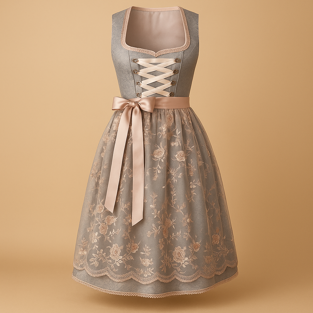 Traditional dirndl dress with apron for women.