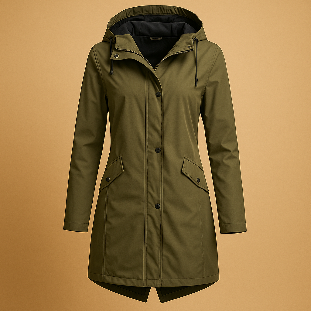 Transparent raincoat with hood for women