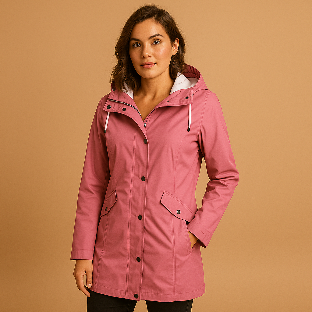 Transparent raincoat with hood for women