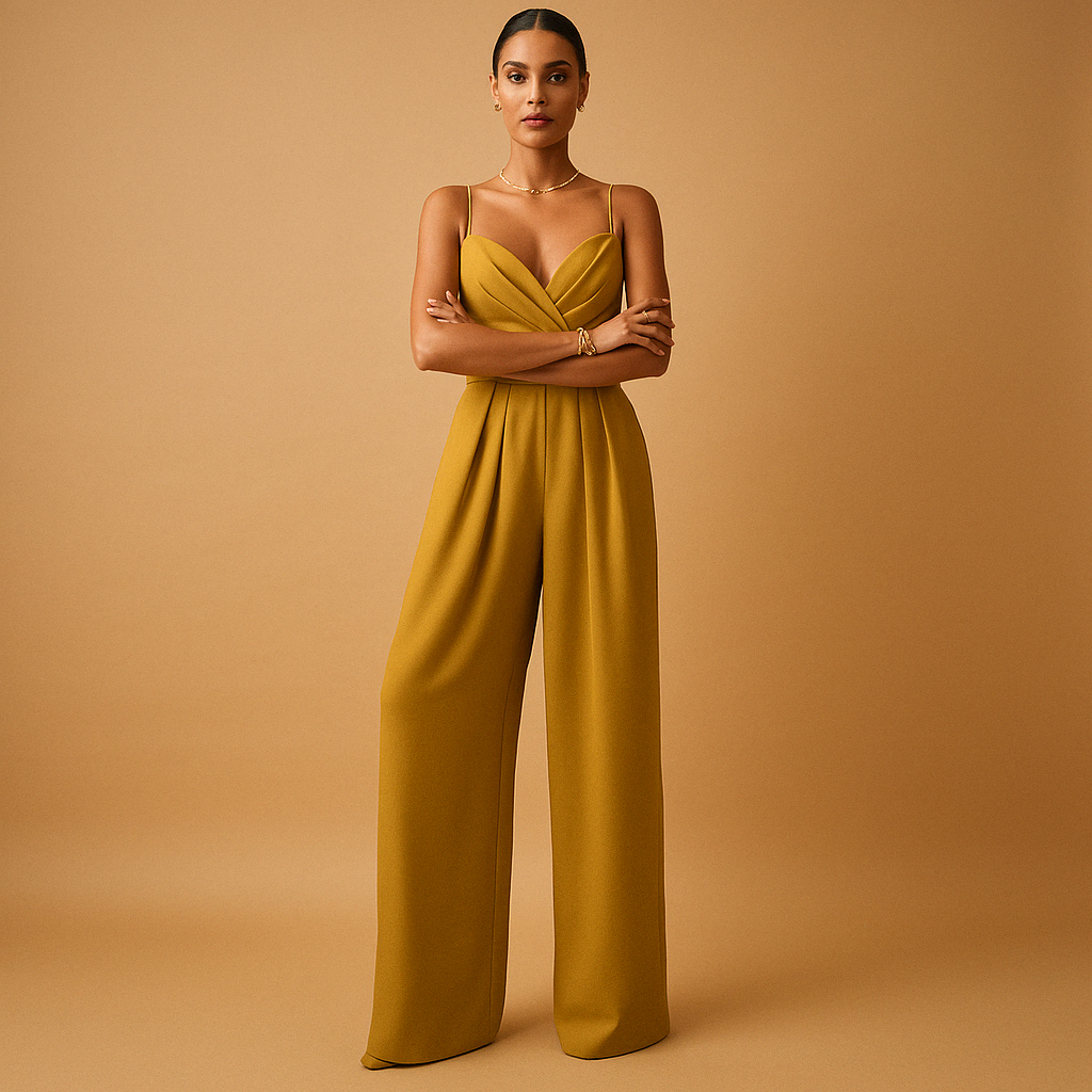 Trendy summer jumpsuit with adjustable straps for women.