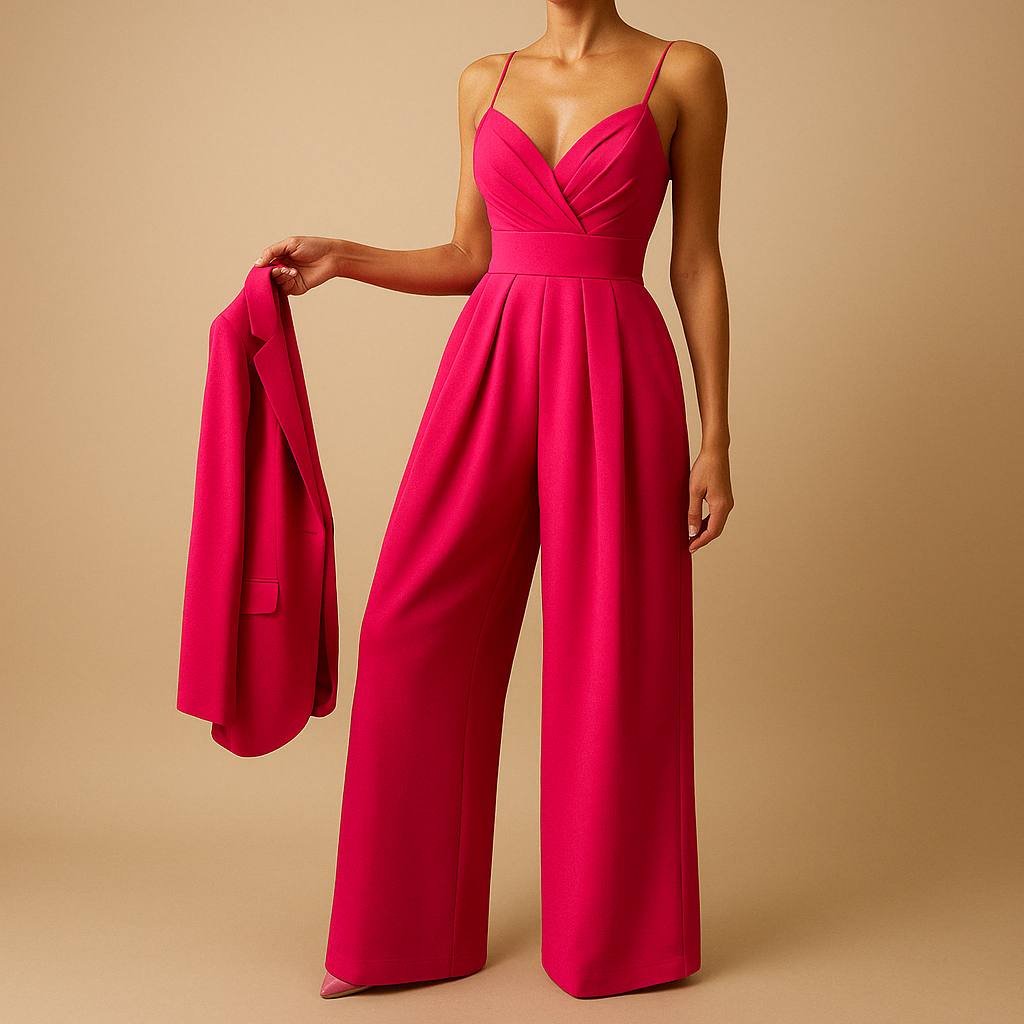 Trendy summer jumpsuit with adjustable straps for women.