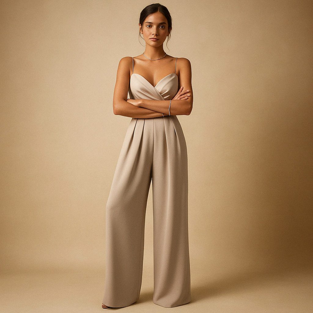 Trendy summer jumpsuit with adjustable straps for women.