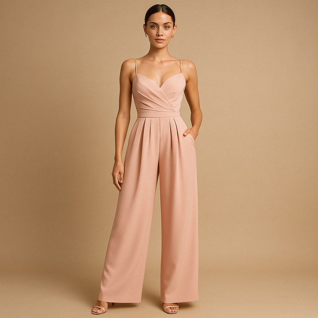 Trendy summer jumpsuit with adjustable straps for women.