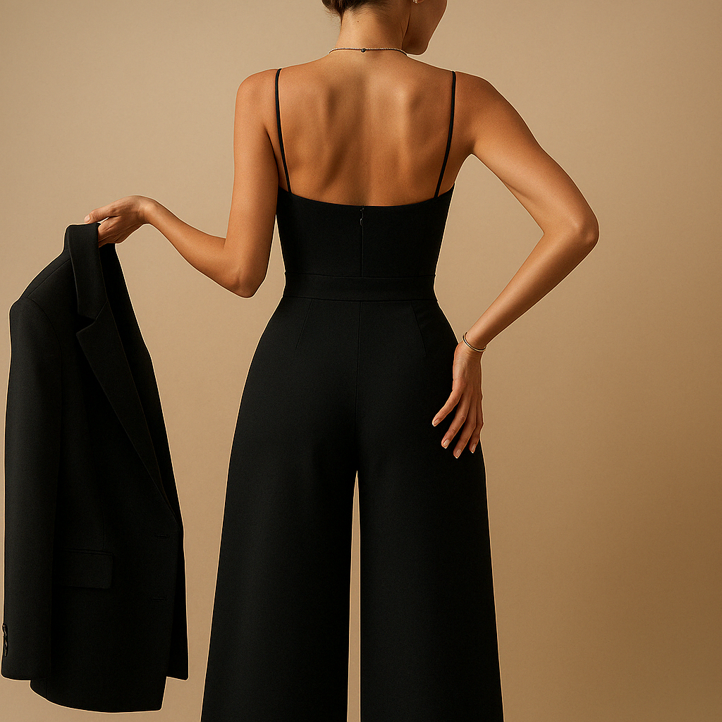 Trendy summer jumpsuit with adjustable straps for women.