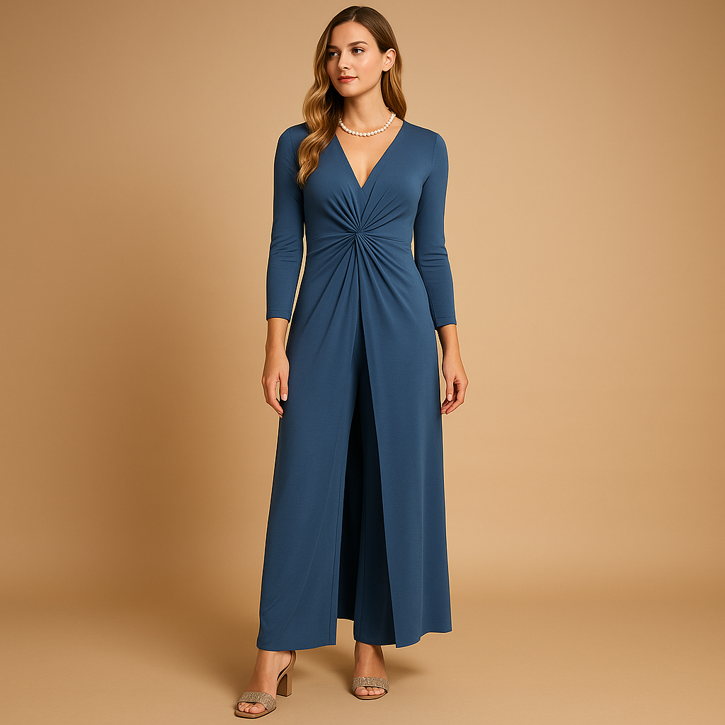 Two-piece lounge set with pants and top for women.
