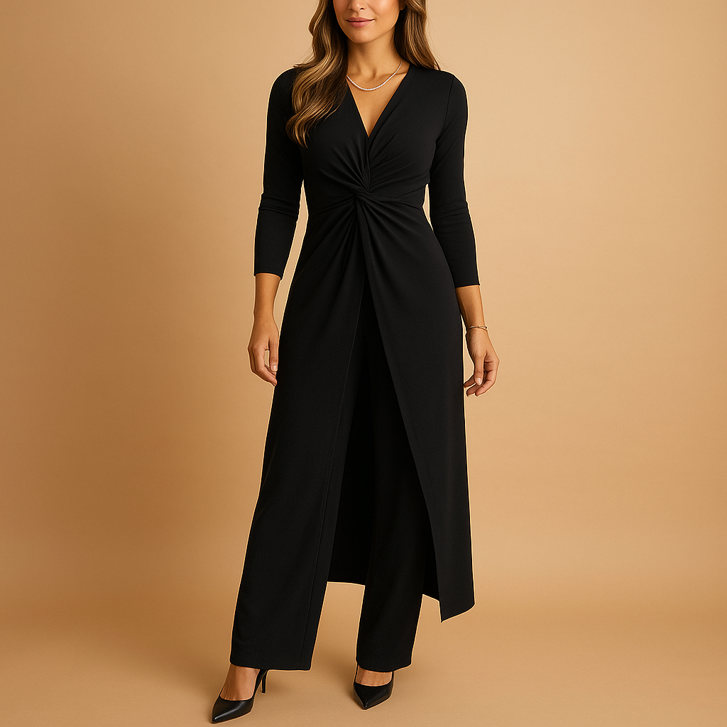 Two-piece lounge set with pants and top for women.