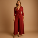 Two-piece lounge set with pants and top for women.