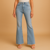 Flared high-waisted jeans for women