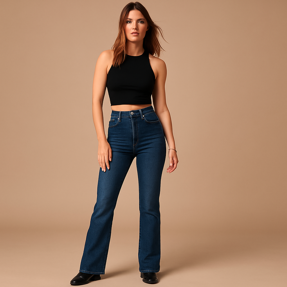 Flared high-waisted jeans for women