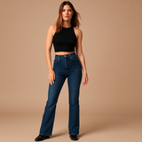 Flared high-waisted jeans for women