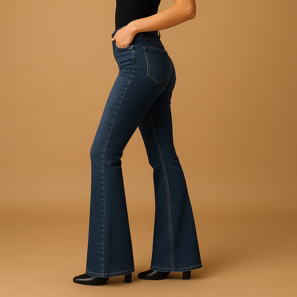 Flared high-waisted jeans for women