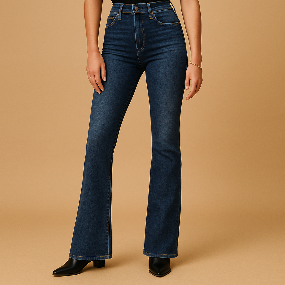 Flared high-waisted jeans for women