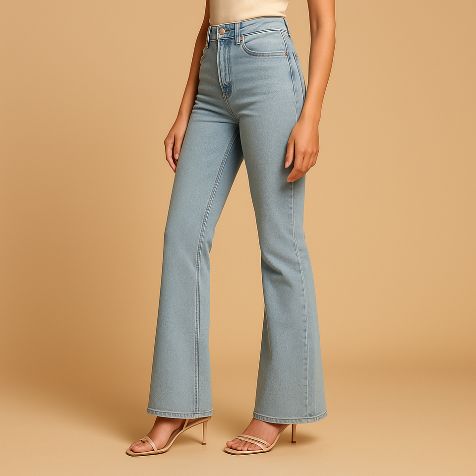 Flared high-waisted jeans for women