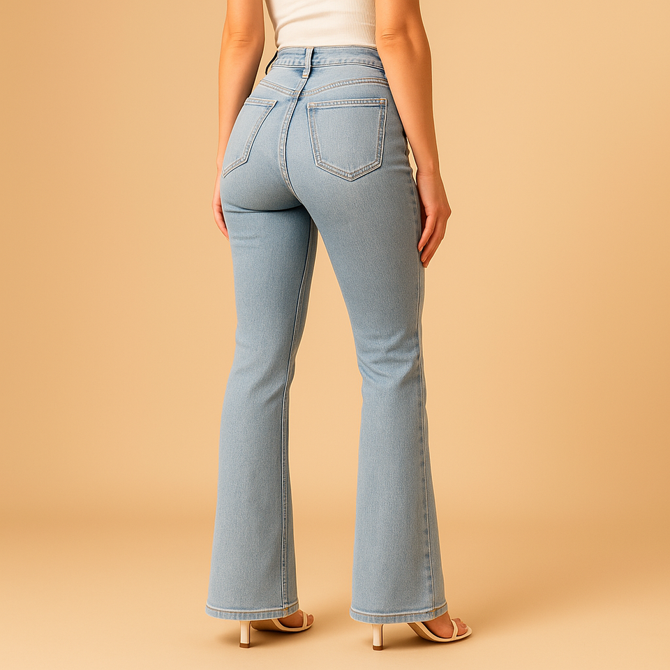 Flared high-waisted jeans for women