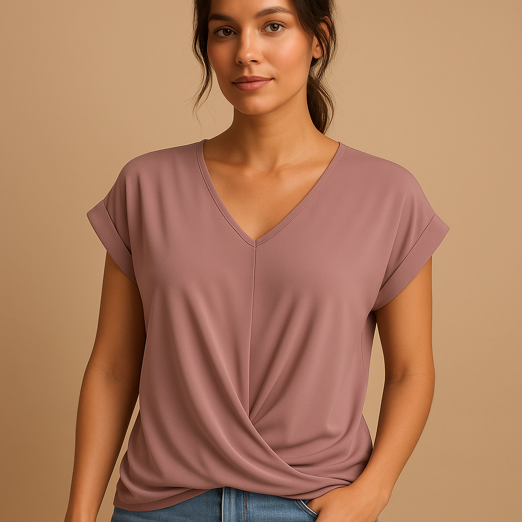 V-neck blouse with flattering fit for women