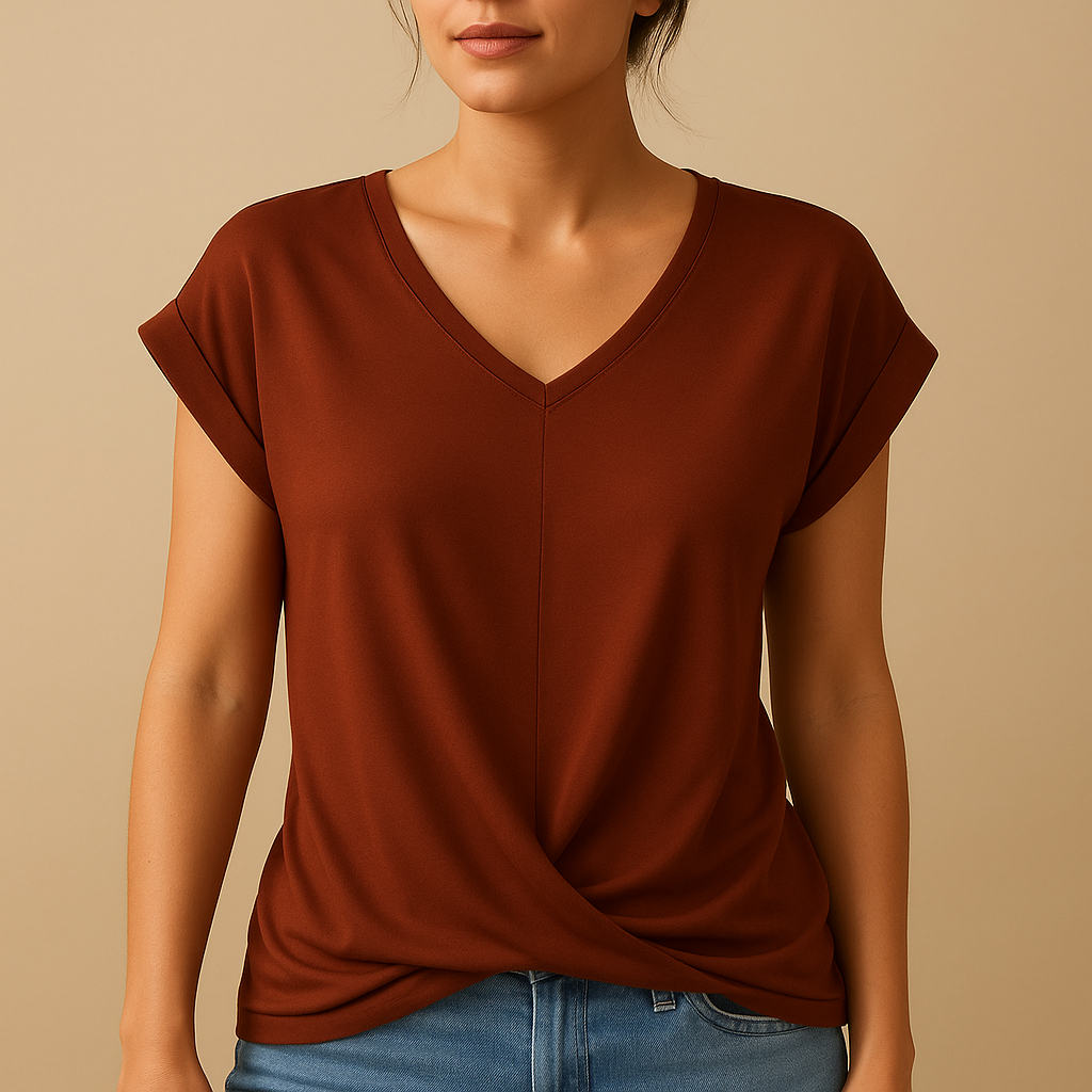 V-neck blouse with flattering fit for women