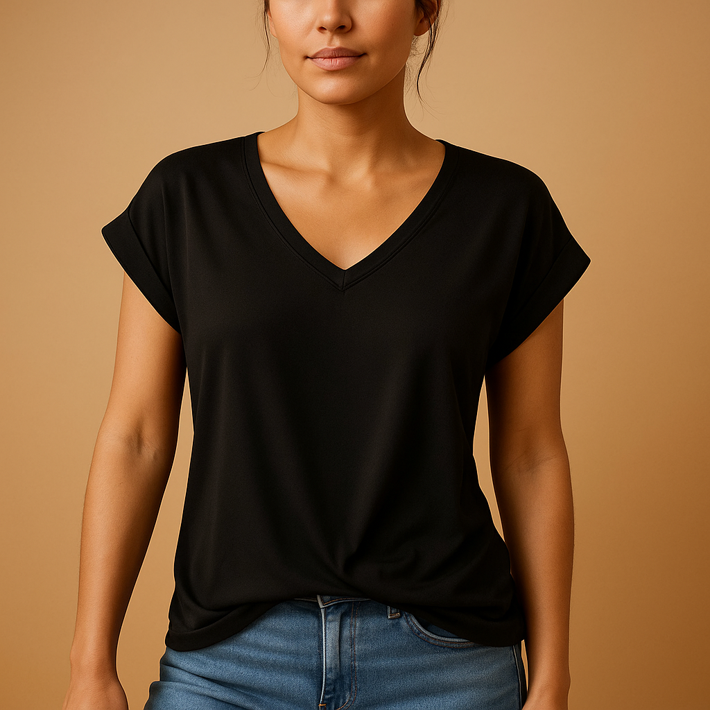 V-neck blouse with flattering fit for women