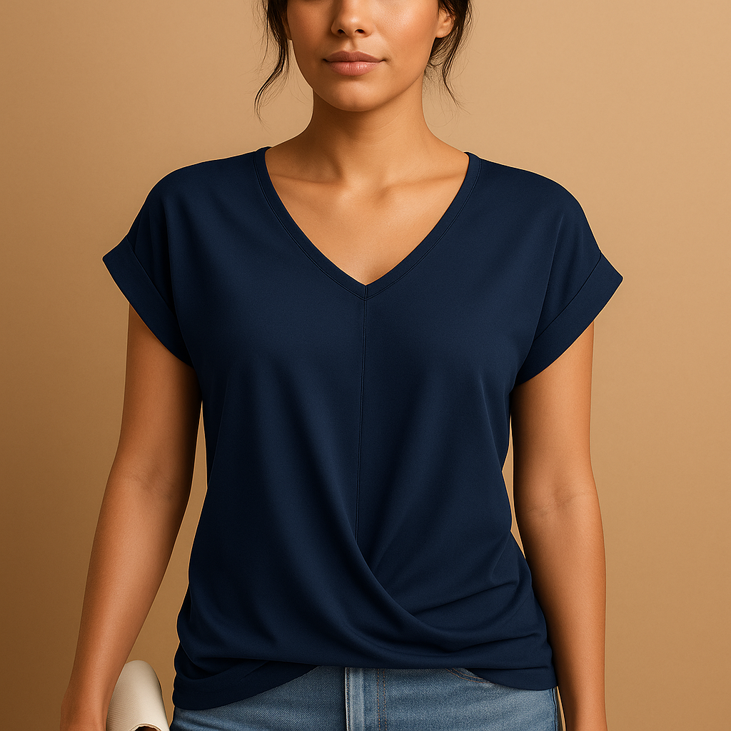V-neck blouse with flattering fit for women