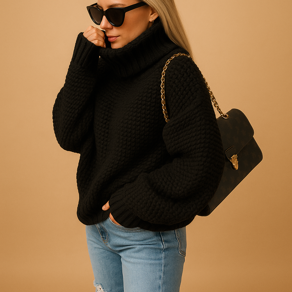 Warm knitted women's sweater.