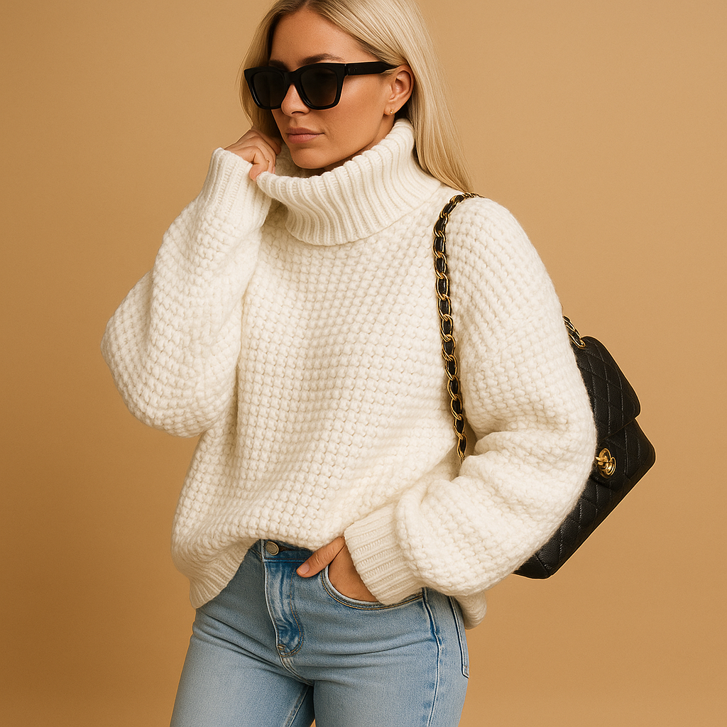Warm knitted women's sweater.