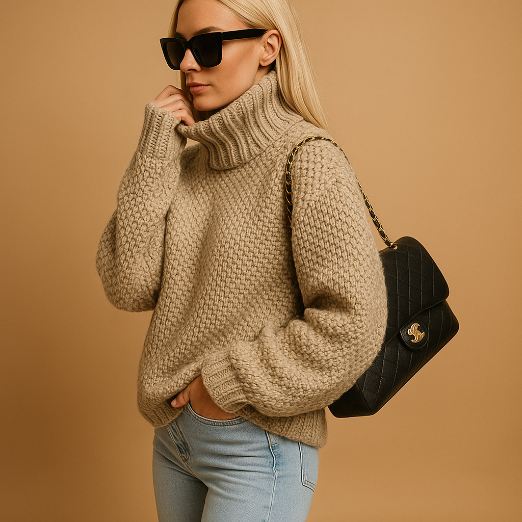 Warm knitted women's sweater.