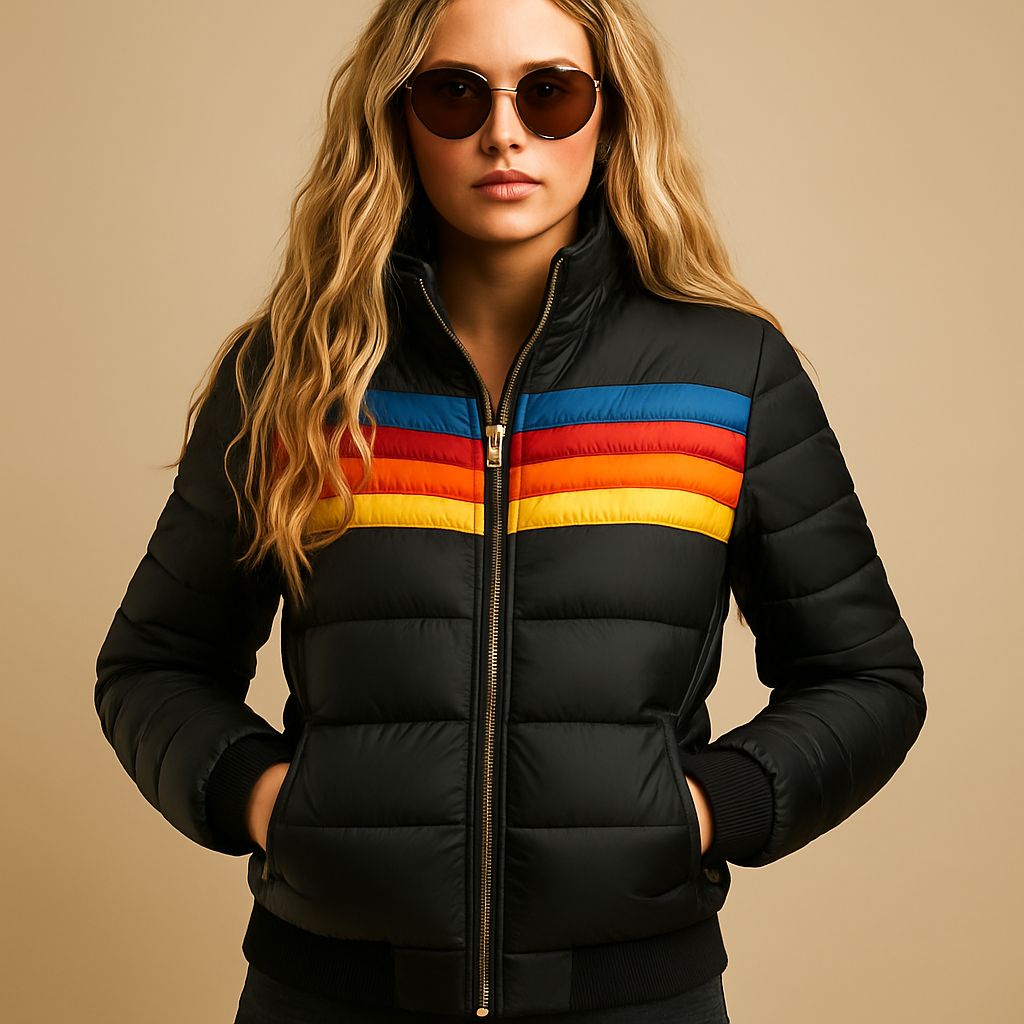 Warm quilted winter coat with hood for women