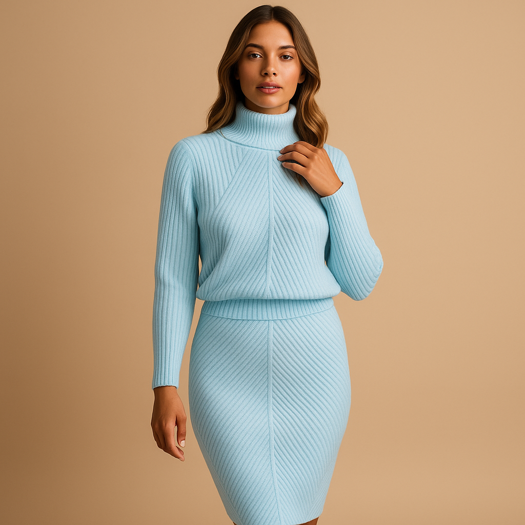 Warm midi winter dress for women.