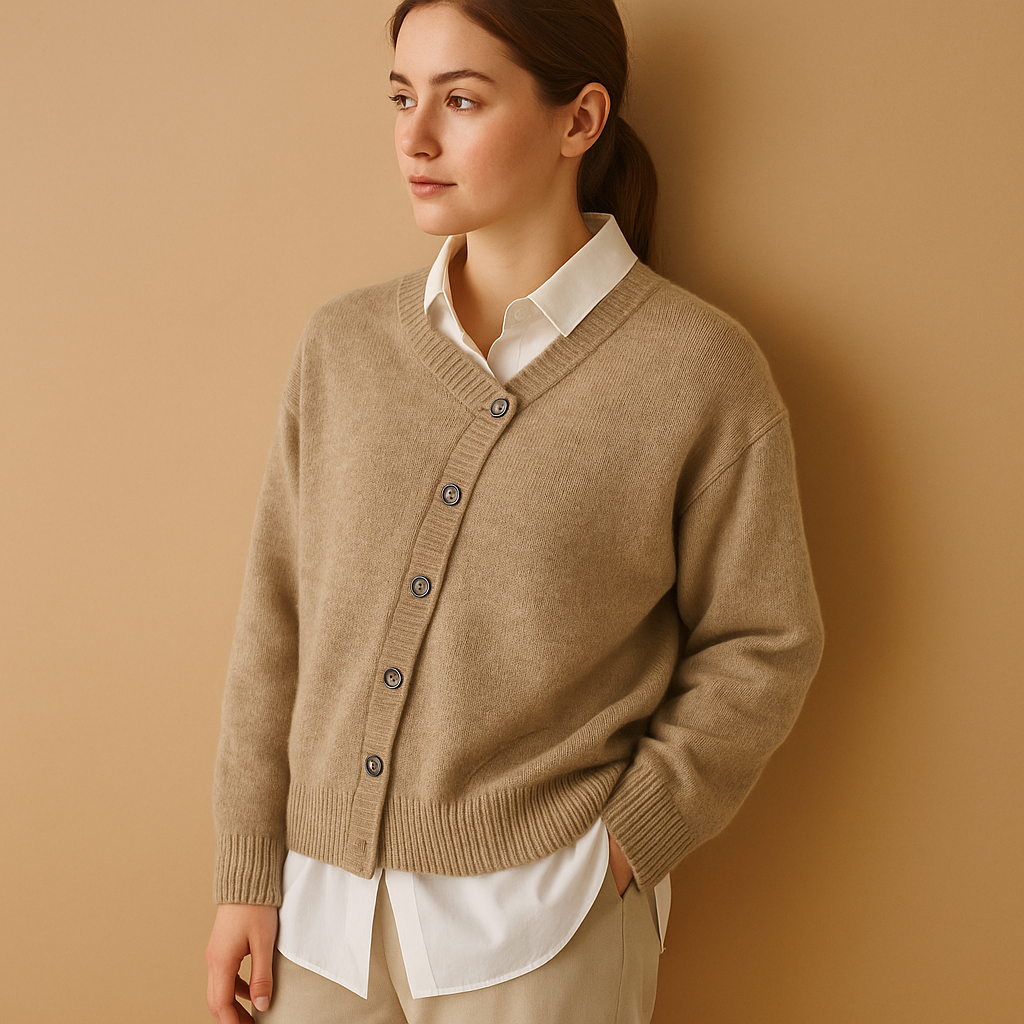 Warm knitted sweater with wool look for women.